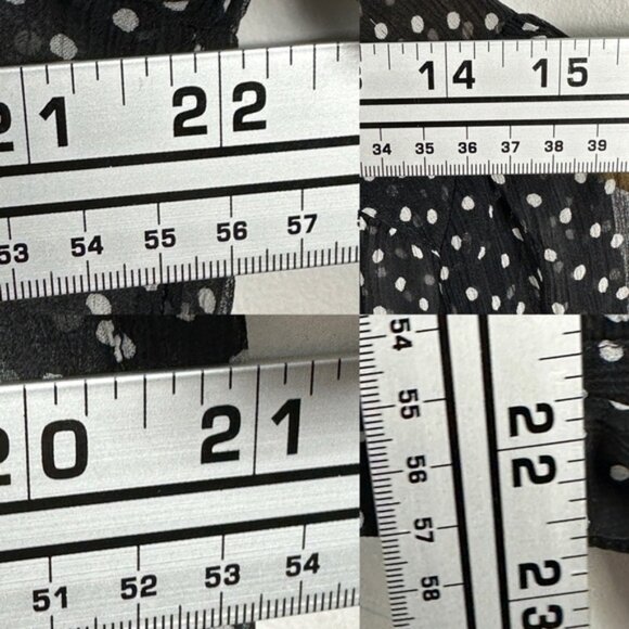 Sezane 100% Silk Wrap Blouse Womens Size 40 French US 8 Polka Dot Top Black Ecru - Picture 14 of 15